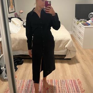 ZARA Long Sleeve Button-Up Midi Dress